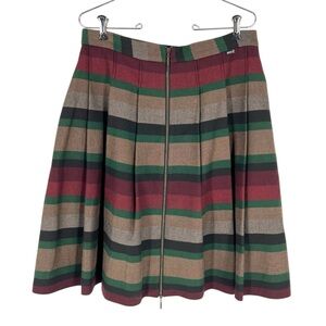 Guzella Pleated Skirt Womens Size 8 Muted Stripe Heavyweight Exposed Zipper